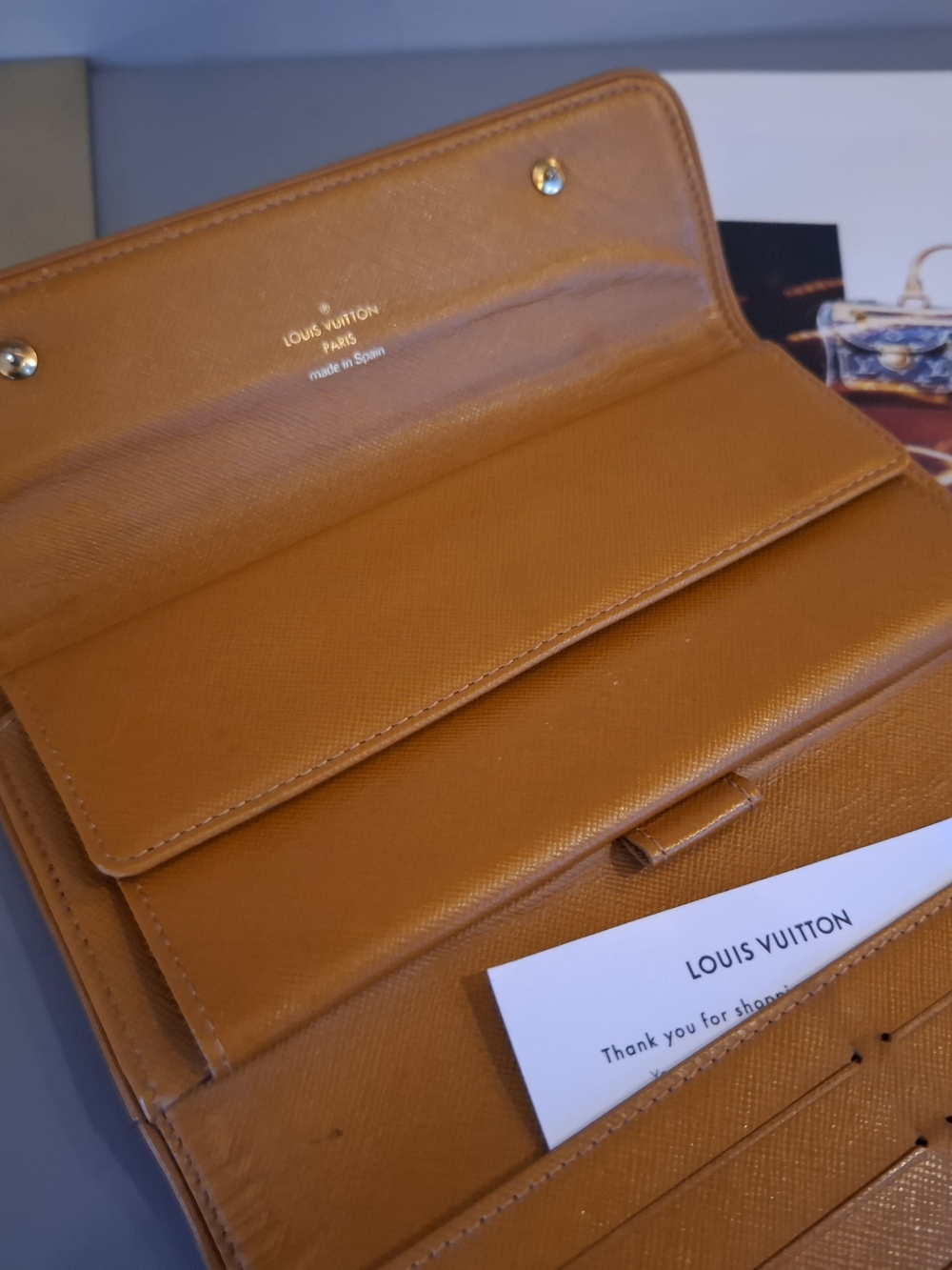 Louis Vuitton Denim En Soie Cognac Textured Leather Continental Wallet